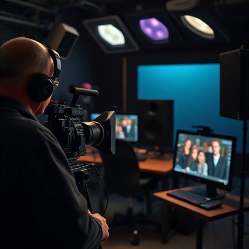 Suite de edición de video con un editor trabajando